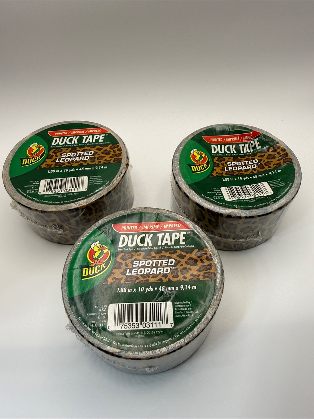 Duck Tape Brand Spotted Leopard Print Decorative Crafting Repairs Lot of 3 New